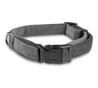 Bunty Handmade Dog Collar, Large - Luxury Soft Fabric Collars with Secure Metal D-Ring, Quick Release Buckle, Adjustable Size Buckles - Made in UK - Large (51/43cm), Grey