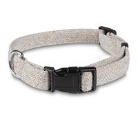 Bunty Handmade Dog Collar, Medium - Luxury Soft Fabric Collars with Secure Metal D-Ring, Quick Release Buckle, Adjustable Size Buckles - Made in UK - Medium (43/35cm), Cream