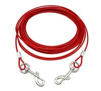 Bunty Long Line Dog Lead - 360° Swivel Hook Dog Tie Out Cable, Garden Tether Cable & Dog Camping Lead | Steel & Reflective PVC | Chew Proof, Rust & Weather Resistant | 20ft, Red