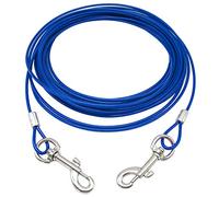 Bunty Long Line Dog Lead - 360° Swivel Hook Dog Tie Out Cable, Garden Tether Cable & Dog Camping Lead | Steel & Reflective PVC | Chew Proof, Rust & Weather Resistant | 20ft, Blue