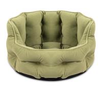 Bunty Monarch Small Dog Bed - Large Cat & Pet Basket for Puppy to Medium Dogs, Washable, Durable, Tear Resistant Faux Suede, Soft Plush Calming, Green, 50x47x29cm