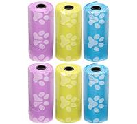 Bunty Poo Poop Waste Bags for Dog Pet Puppy Toilet Strong Large Unscented Refill Roll Paw Print Pattern Easy Opening - Bag Size 27cm x 31cm, 6 Rolls (90x Bags)