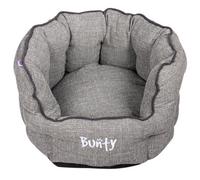 Bunty 'regal' Dog Bed - Warm, Calming, Cosy, Bolster Walls, Washable - Removable Cushion - Made In Uk - Medium, Grey