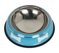 Bunty Stainless Steel Metal Non Slip Dog Puppy Pet Animal Feeding Food Water Bowl Dish (Blue, L)