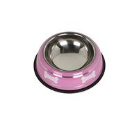 Bunty Stainless Steel Metal Non Slip Dog Puppy Pet Animal Feeding Food Water Bowl Dish (Pink, S)