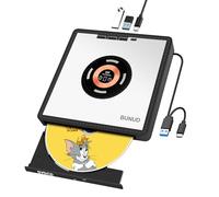 BUNUD External CD DVD Drive for Laptop: USB C Portable CD/DVD RW Burner Reader Writer with 3 USB & SD/TF - External Optical Drive DVD Player for Laptop Mac Windows 11 PC with 15W Fast Charging