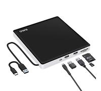 BUNUD External DVD Drive for Windows 11: USB 3.0 & Type-C CD Drive External CD/DVD Burner and Player with 2 USB & SD/TF - External CD & DVD Drives for Laptop Mac PC MacBook Pro Air