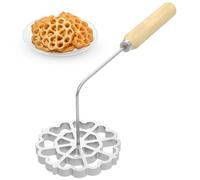 Bunuelos Mold, 4.8 inches Aluminum Bunuelos Cookie Maker Mold with Wooden Handle, Detachable Rosette Iron Molds Set,Waffle Molds Funnel Cake Ring,Achappam Mold for Kitchen Baking Cooking