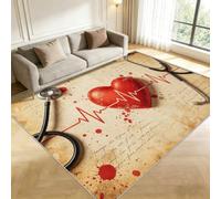 Buohwiwe 3D Bedroom Rug Medical Theme 160x230cm, Extra Large Area Rugs | Non-Slip, Washable, Printed Electrocardiogram Soft Short Pile Floor Carpet, for Living Room, Entryway, Office