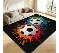 Buohwiwe 3D Black and White Football Livingroom Rug 80 x 150 cm, Non-Slip | Machine Washable, Soft Low Pile Area Rugs, Ink Splash Printed, Runner Carpet Easy To Clean, for Hallway, Bedroom, Kitchen