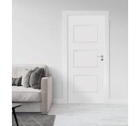 Buohwiwe 3D Door Stickers for Interior Doors, White, Geometric Pattern, Waterproof, Self Adhesive, Modern Style, Rectangular, Indoor Use, 2 Pack, 90x200 cm, PVC Vinyl, Door, Wall