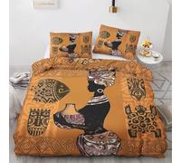 Buohwiwe Africa Duvet Cover Set Single Size Retro Ethnic Tribe Quilt Cover 135x200 cm 3D Reversible Bedding with Pillowcase Zipper Closure Soft Easy Care Comforter Covers Set a.6210
