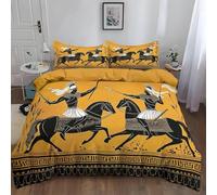 Buohwiwe Ancient Greek Warrior Duvet Cover Set Single Size Greece Quilt Cover 135x200 cm 3D Reversible Bedding with Pillowcase Zipper Closure Soft Easy Care Comforter Covers Set a/5629