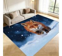 Buohwiwe Area Rug Non-slip, 120x180cm Fox Washable Living Room Rug | Non-Shedding, Soft Short Pile Carpet Animals Design for Bedroom Home Office Dining Kitchen Decor