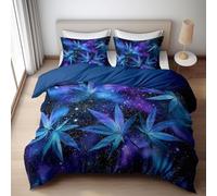 Buohwiwe Cannabis Leaf Plant Emperor Size Duvet Cover Set 290x235 cm Weeds Quilt Cover 3D Reversible Bedding with Pillowcases Zipper Closure Soft Easy Care Comforter Covers Set a.7279
