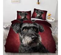 Buohwiwe Cute Dog Duvet Cover Set King Size Schnauzer Quilt Cover 230x220 cm 3D Reversible Bedding with Pillowcases Zipper Closure Soft Easy Care Comforter Covers Set a.5485