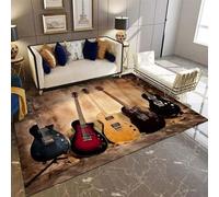 Buohwiwe Guitar Bedroom Carpet 3D - Flannel Rug Guitar Living Room Decor Floor Mat Non Slip - Soft Modern Decoration Area Carpets For Kids Adults Teenage Rugs 120 x 180 cm n4621
