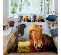 Buohwiwe Horse Animal Duvet Cover Set King Size Farm Horse Quilt Cover 230x220 cm 3D Reversible Bedding with Pillowcases Zipper Closure Soft Easy Care Comforter Covers Set a/816