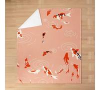 Buohwiwe Japanese-Style Blanket Koi Throw Blanket Fluffy Fleece Blanket 3D Printing Warm Flannel Blankets 130x150 cm Super Soft Cozy Plush Blanket for Travel Couch Sofa Bed 65Y