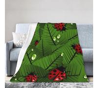 Buohwiwe Ladybug Blanket Green Plants Throw Blanket Fluffy Fleece Blanket Large 3D Printing Warm Flannel Blankets 150x200 cm Super Soft Cozy Plush Blanket for Travel Couch Sofa Bed Y2327