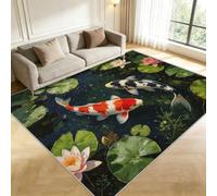 Buohwiwe Machine Washable Oriental Fish Rugs Living Room 120x180 cm
