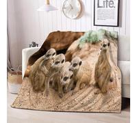 Buohwiwe Meerkat Blanket Animal Throw Blanket Fluffy Fleece Blanket Cute 3D Printing Warm Flannel Blankets 100x130 cm Super Soft Cozy for Travel Couch Sofa Bed m7869