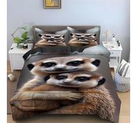 Buohwiwe Meerkat Duvet Cover Set Single Size Wild Animals Quilt Cover 135x200 cm 3D Reversible Bedding with Pillowcase Zipper Closure Soft Easy Care Comforter Covers Set a.6385