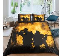Buohwiwe Military Theme Soldiers Single Duvet Cover Set Microfiber Single Bedding Boy Teenager Quilt Cover 150x200 cm 3D Reversible Zipper Closure Soft Easy Care Comforter Covers Set a.4209
