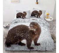 Buohwiwe Mink Duvet Cover Set Single Size Wild Animals Quilt Cover 135x200 cm 3D Reversible Bedding with Pillowcase Zipper Closure Soft Easy Care Comforter Covers Set a/2318