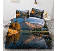 Buohwiwe Mountain Woodland Emperor Size Duvet Cover Set 290x235 cm Autumn Landscape Quilt Cover 3D Reversible Bedding with Pillowcases Zipper Closure Soft Easy Care Comforter Covers Set a.5025