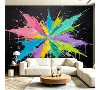 Buohwiwe Mural Wallpaper Abstract Splash Ink, 3D Effect Panoramic Photo Wallpaper Splatter Non-Woven Murals 350x256 cm Art Print Wall Poster Mural Bedrooms Living Room Modern Decoration M.2682