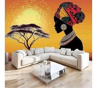 Buohwiwe Mural Wallpaper African Tribal Woman, 3D Effect Panoramic Photo Wallpaper African Themes Non-Woven Murals 200x140 cm Art Print Wall Poster Mural Bedrooms Living Room Modern Decoration q.6282