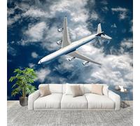 Buohwiwe Mural Wallpaper Airplane, 3D Effect Panoramic Photo Wallpaper Airplane Non-Woven Murals 300x210 cm Art Print Wall Poster Mural Bedrooms Living Room Modern Decoration w.5912