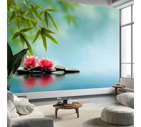 Buohwiwe Mural Wallpaper Bamboo Stone, 3D Effect Panoramic Photo Wallpaper Bamboo Stone Non-Woven Murals 450x315 cm Art Print Wall Poster Mural Bedrooms Living Room Modern Decoration w.3278
