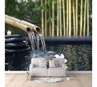 Buohwiwe Mural Wallpaper Bamboo Stone, 3D Effect Panoramic Photo Wallpaper Bamboo Stone Non-Woven Murals 430x300 cm Art Print Wall Poster Mural Bedrooms Living Room Modern Decoration w.1142