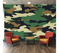 Buohwiwe Mural Wallpaper Camouflage, 3D Effect Panoramic Photo Wallpaper Military Camouflage Non-Woven Murals 350x256 cm Art Print Wall Poster Mural Bedrooms Living Room Modern Decoration w.5166