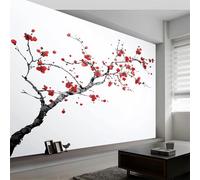 Buohwiwe Mural Wallpaper Cherry Blossoms, 3D Effect Panoramic Photo Wallpaper Japanese Sakura Non-Woven Murals 350x256 cm Art Print Wall Poster Mural Bedrooms Living Room Modern Decoration w.3068