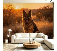 Buohwiwe Mural Wallpaper Dog Pattern, 3D Effect Panoramic Photo Wallpaper Sunset Landscape Non-Woven Murals 150x105 cm Art Print Wall Poster Mural Bedrooms Living Room Modern Decoration M.299