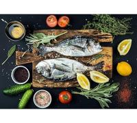 Buohwiwe Mural Wallpaper Food Fish, 3D Effect Panoramic Photo Wallpaper Fish Non-Woven Murals 300x210 cm Art Print Wall Poster Mural Bedrooms Living Room Modern Decoration q.7683