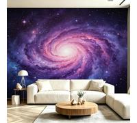 Buohwiwe Mural Wallpaper Galaxy Object, 3D Effect Panoramic Photo Wallpaper Purple Starry Sky Non-Woven Murals 250x175 cm Art Print Wall Poster Mural Bedrooms Living Room Modern Decoration w.9398
