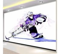 Buohwiwe Mural Wallpaper Ice Hockey, 3D Effect Panoramic Photo Wallpaper Sport Hockey Non-Woven Murals 400x280 cm Art Print Wall Poster Mural Bedrooms Living Room Modern Decoration w.8399