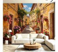 Buohwiwe Mural Wallpaper Italian Style, 3D Effect Panoramic Photo Wallpaper Medieval Town Non-Woven Murals 250x175 cm Art Print Wall Poster Mural Bedrooms Living Room Modern Decoration w.8858