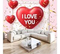 Buohwiwe Mural Wallpaper Love, 3D Effect Panoramic Photo Wallpaper Romantic Pattern Non-Woven Murals 430x300 cm Art Print Wall Poster Mural Bedrooms Living Room Modern Decoration q.8469