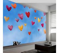 Buohwiwe Mural Wallpaper Love Pattern, 3D Effect Panoramic Photo Wallpaper Romance Theme Non-Woven Murals 350x256 cm Art Print Wall Poster Mural Bedrooms Living Room Modern Decoration w.2807
