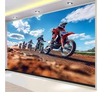 Buohwiwe Mural Wallpaper Motorcycle, 3D Effect Panoramic Photo Wallpaper Extreme Sports Non-Woven Murals 200x140 cm Art Print Wall Poster Mural Bedrooms Living Room Modern Decoration w.6117