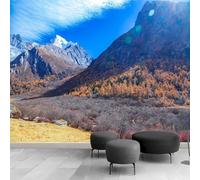 Buohwiwe Mural Wallpaper Mountain Landscape, 3D Effect Panoramic Photo Wallpaper Snowy Mountains Non-Woven Murals 430x300 cm Art Print Wall Poster Mural Bedrooms Living Room Modern Decoration q.6440