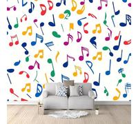 Buohwiwe Mural Wallpaper Music Notes, 3D Effect Panoramic Photo Wallpaper Music Notes Non-Woven Murals 150x105 cm Art Print Wall Poster Mural Bedrooms Living Room Modern Decoration w.5414