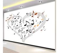 Buohwiwe Mural Wallpaper Music Notes, 3D Effect Panoramic Photo Wallpaper White Music Pattern Non-Woven Murals 200x140 cm Art Print Wall Poster Mural Bedrooms Living Room Modern Decoration q.8680