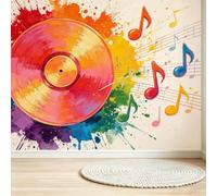Buohwiwe Mural Wallpaper Music Theme 3D Effect Panoramic Photo Wallpaper | Painted Musical Notes Non-Woven Murals 200x140 cm Art Wall Poster Mural Bedrooms Living Room Modern Decoration