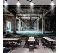 Buohwiwe Mural Wallpaper Retro Scrappy, 3D Panoramic Photo Wallpaper Abandoned Factory Non-Woven Murals 450x315 cm Art Print Wall Mural Bedrooms Living Room Modern Design Poster Picture q.3136